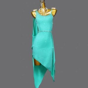 SOLD...Elegant Teal Asymmetrical Dance Costume